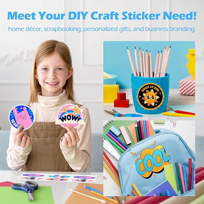 TECKWRAP Printable Vinyl Sticker Paper for Inkjet Printer, Matte Inkjet Printable Vinyl, 8.26" x 11.69" A4 56 Sheets/Pack Photo Paper for Craft Scrap-Booking, Stickers, Labels-DeskLoop Office