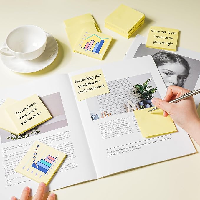 (18 Pack) Sticky Notes 3x3 in Yellow, Strong Adhesive, Clean Removal, Recyclable, Self-Stick Pads, Easy to Post for Home, Office, Notebook-DeskLoop Office