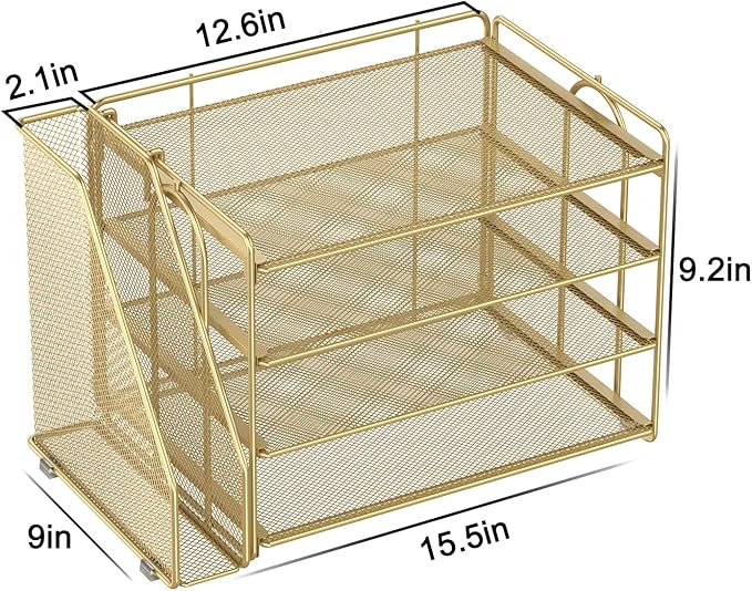 Spacrea Desk Organizers and Accessories, Paper Organizer for Desk with File Organizer, Desk Accessories & Workspace Organizers for Office Supplies (Gold)-DeskLoop Office