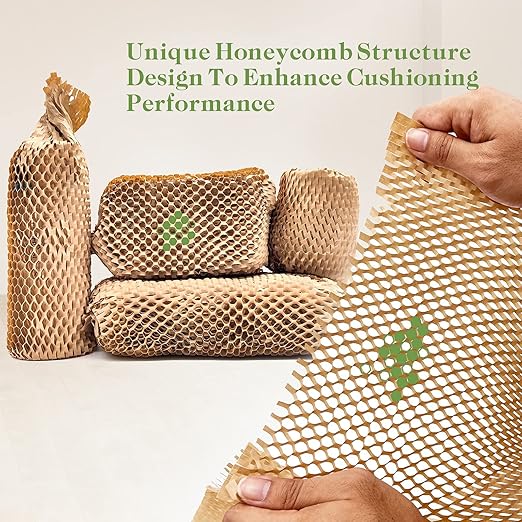 Honeycomb Packing Paper, 12" x 35' Honeycomb Cushioning Wrap Roll for Moving Shipping Packaging Gifts, Recyclable Honeycomb Paper Moving Supplies Bubble Paper Wrapping Protective Roll-DeskLoop Office