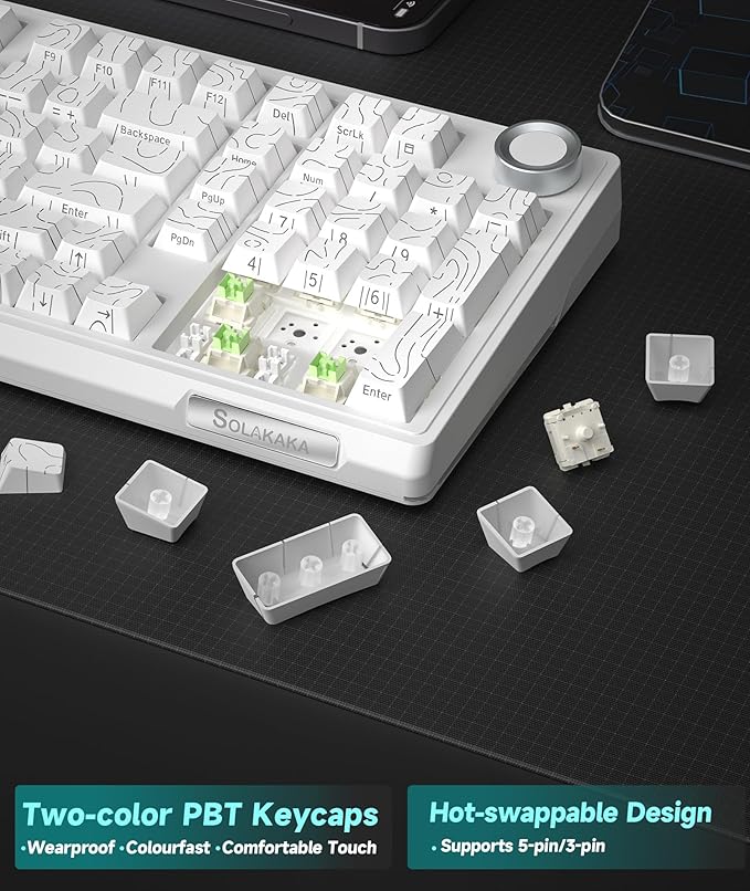 KI99 Pro 96% Wireless Mechanical Keyboard, RGB Gaming Keyboard, Hot-Swappable Pre-Lubed Switches, Gasket Structure Creamy Keyboards for Gamer/PC/Laptop (White)-DeskLoop Office