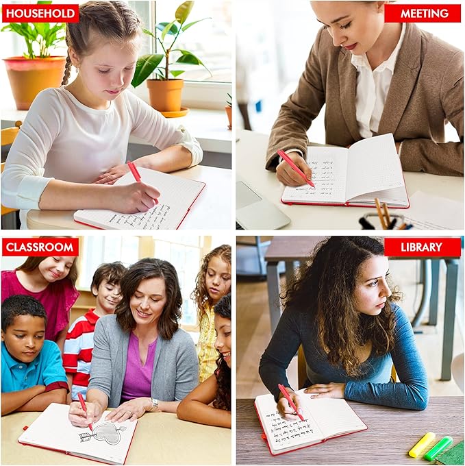 feela 24 Pack Journal Notebook for Work, Business Notebook Bulk Hardcover Lined Writing Journal with Pen Holder for Men Women Note Taking, with 24 Black Pens, 120 GSM, 5.1”x8.3”, A5, Red-DeskLoop Office