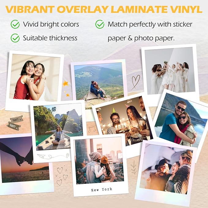 TECKWRAP Laminating Sheets Sticker Paper Laminate Sheets for Photo Paper Inkjet Printable Vinyl Squeegee Tools A4 30PCS Clear Overlay Transfer Paper, Matte Lamination Sheets, Holographic Stickers-DeskLoop Office