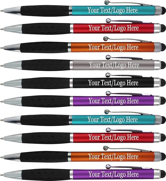 SyPen Custom Personalized Pens with Name or Logo - 300 Bulk Pack Customized Pens for Business, Pen/Stylus Combo-DeskLoop Office