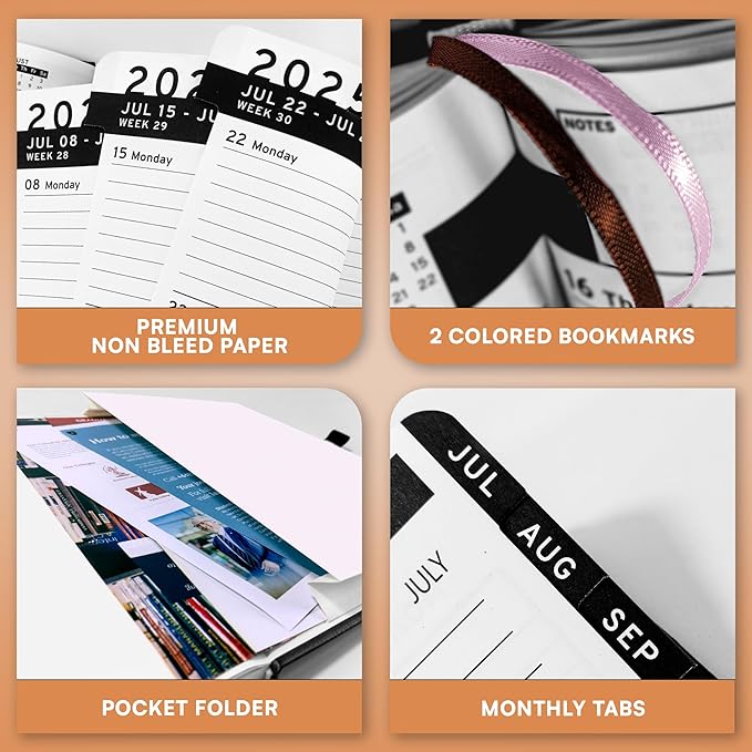 Ensight 2025-2026 HARDCOVER Leather Planner Weekly & Monthly - 6.5x8.5 Inches - Academic Planner Business Personal or Student - Pen Holder, Thick Paper, July 2025 - June 2026 (Brown)-DeskLoop Office