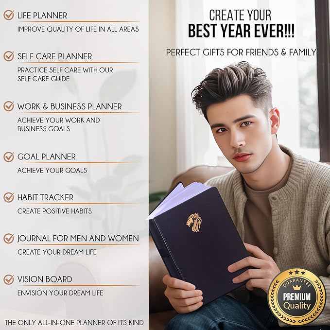 Life Planner - Undated Daily, Weekly & Monthly Planner with Budget Section | A 12 Month Journey to Increase Productivity & Happiness | Life Organizer & Gratitude Journal - Horizontal Format-DeskLoop Office