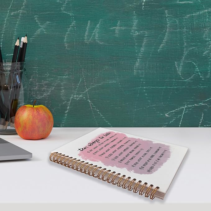 VNWEK Ten Ways to Love Inspirational Bible Verse Scripture Pink Spiral Notebook Journal 5.5 x 8.3 inches,Christian Lined Hardcover Spiral Notebook,Christian Gifts for Women Teen Girls-DeskLoop Office