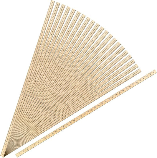 Treela 24 Pack 39 Inches Meter Stick Wood Ruler Economy Yard Stick Double Sided Heavy Duty Thick Meter for School Classroom Home Office Kids Clothing Measuring-DeskLoop Office