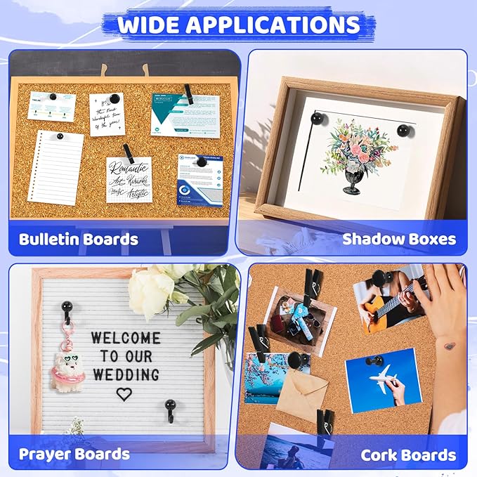 240Pcs Black Push Pins,5 Style Thumb Tacks, Black Plastic Push Pins for Bulletin Boards, Cork Board,Wall,Cork Board Accessories, Office Home Supplies-DeskLoop Office