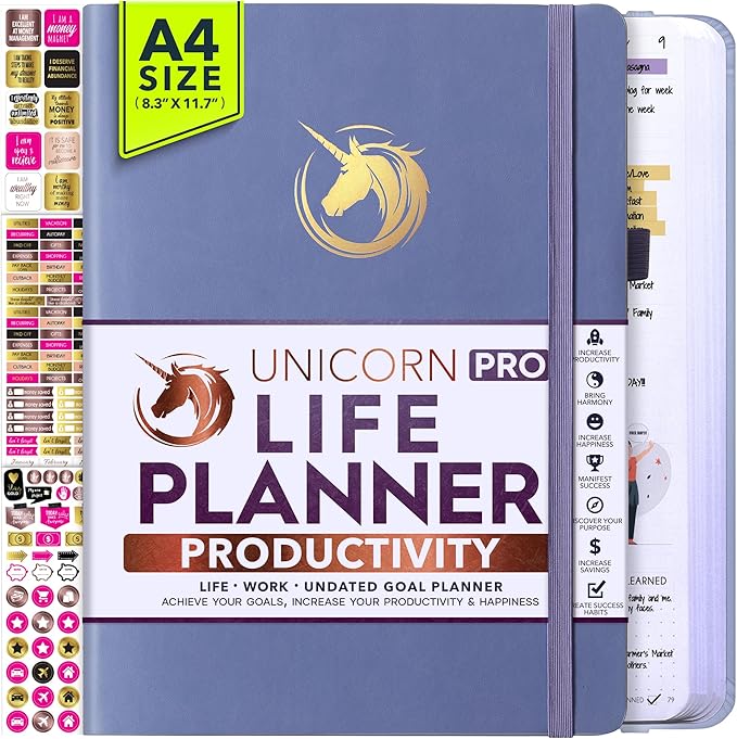 Life Planner - Undated Daily, Weekly & Monthly Planner with Budget Section | A 12 Month Journey to Increase Productivity & Happiness | Life Organizer & Gratitude Journal - Horizontal Format-DeskLoop Office