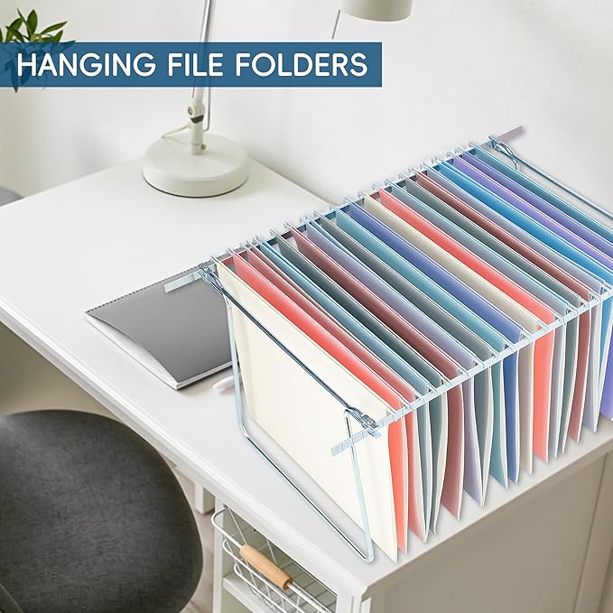 Hanging File Folders, 25 Pack Letter Size File Folders with 1/5-cut Tabs, Office Essentials for Filing Cabinet & Desk Storage-DeskLoop Office