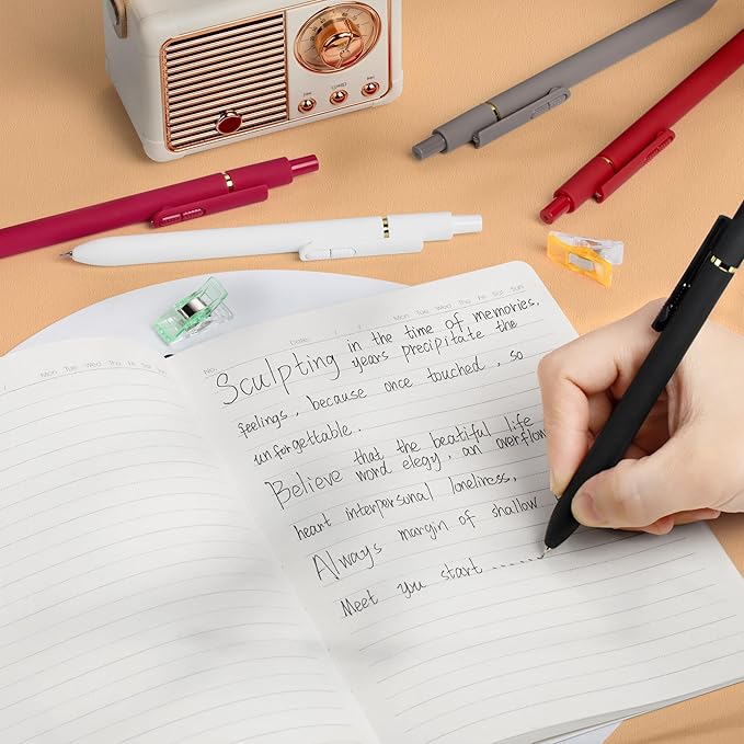 8Pcs Gel Pens with Black Ink, Fine Point Smooth Writing Pens, Quick-dry Gel Retractable Pens for Journaling Note Taking, Cute Office School Supplies for Adults Kids (0.7mm, Bright)-DeskLoop Office