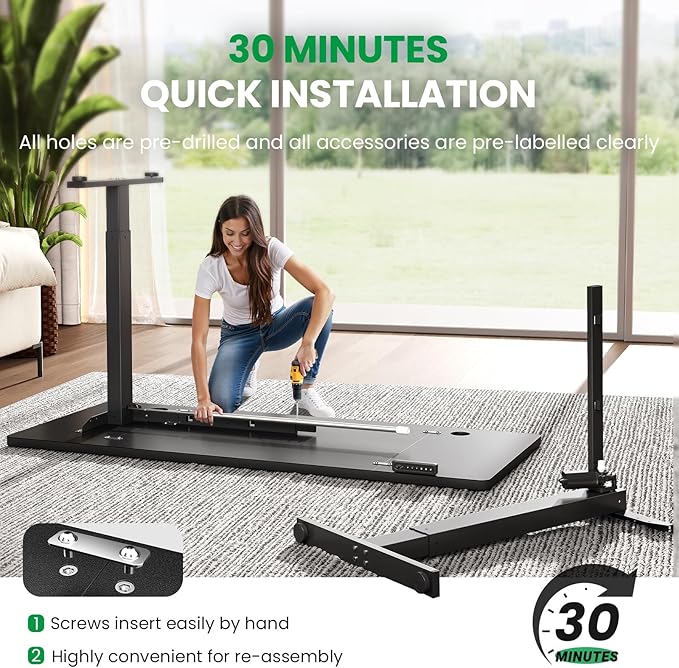 SIAGO Electric Standing Desk Adjustable - 48 x 24 Inch Sit Stand up Desk with Cable Management - 3 Memory Preset Adjustable Height Table-DeskLoop Office