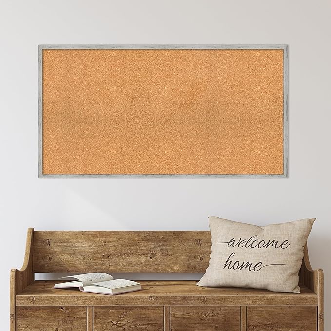 Amanti Art Natural Cork Board for Wall, 23x43 Vision Board with White Frame, Oversize Corkboard Office Decor for Home Organization, Cottage Corkboard Pinboard to Display Items for Home Organization-DeskLoop Office