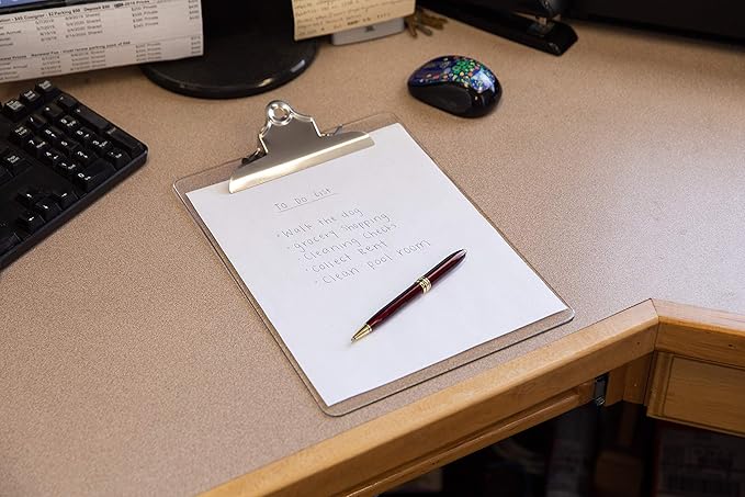 Plastic Transparent Clipboards (Set of 6) Multi Pack Clipboard | Strong 12.5 x 9 Inch | Holds 100 Sheets! Acrylic Clipboards with Big Clips | School Supplies for Kids, Teachers, College Students-DeskLoop Office