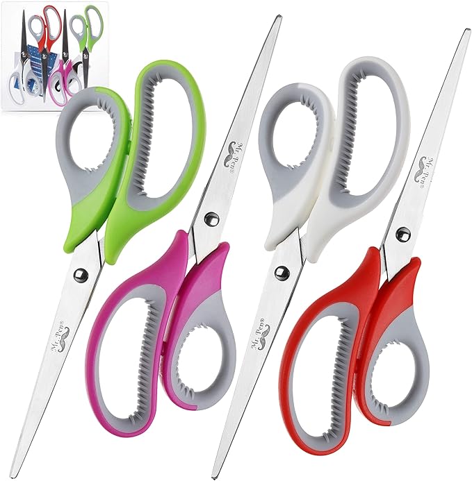 Mr. Pen Multipurpose Scissors - 8 inch, Pack of 4, Sharp Adult Office Scissors for Paper and Fabric-DeskLoop Office