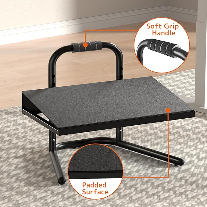 Height Adjustable Standing Foot Rest with Soft Grip Handle,Under Desk Footrest for Standing and Sitting,All-Steel Construction,Black-DeskLoop Office