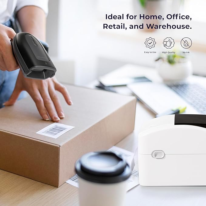 Volcora Thermal Label Printer with Ethernet/USB - Desktop 4x6 Shipping Label Printer, Compatible with Windows, Linux, Mac - Ideal for Small Business, Inkless Printer for Shipping Packages (White)-DeskLoop Office