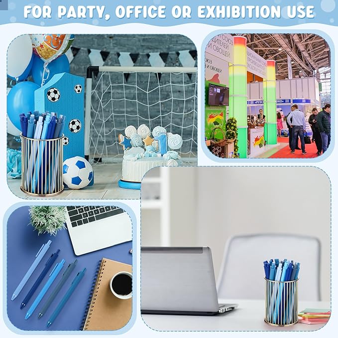 100 Pcs Ballpoint Pens Bulk Retractable Writing 1. 0 mm Black Ink Cute Pens Smooth Writing Color Fancy Gift for Teacher Student Employee Office School Home Baby Shower Supplies (Blue Series)-DeskLoop Office