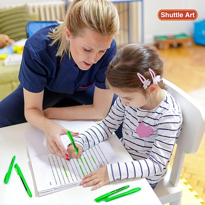 Shuttle Art Highlighters, 30 Pack Green Highlighters Bright Colors, Chisel Tip Dry-Quickly Non-Toxic Highlighter Markers for Adults Kids Highlighting in Home School Office-DeskLoop Office