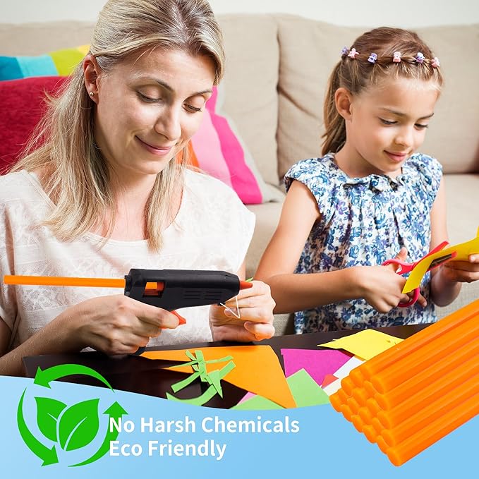 MATUFF 52 Pcs Orange hot Glue Sticks Full Size 0.43” Dia x 8” Long, Colored Hot melt Glue Sticks, All-Purpose Glue Sticks for Halloween Pumpkins Crafts Make, DIY Art Craft Repair Bonding-DeskLoop Office