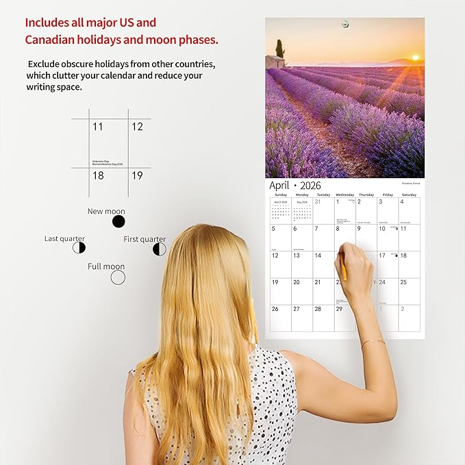 2026 Wall Calendar,Calendar 2026, July 2025 - December 2026, Wall Calendar Sunset, 12" x 24" Opened,Full Page Months Thick & Sturdy Paper for Calendar Organizing & Planning-DeskLoop Office