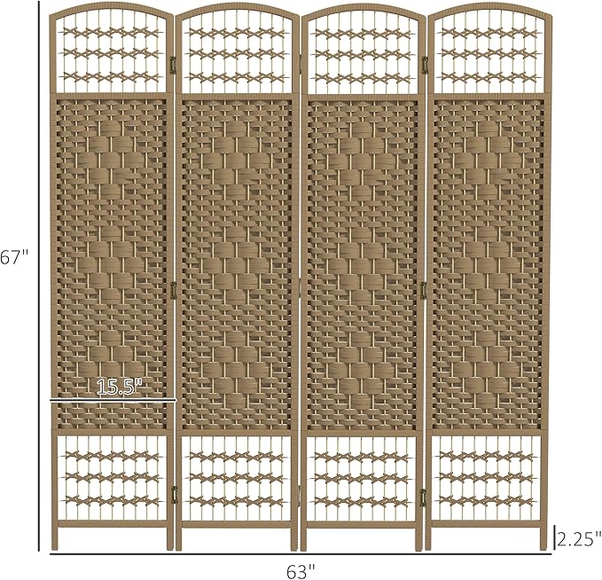 NicBex Room Divider 4 Panel Room Dividers with Woven Paper Design Partition Room Dividers and Folding Privacy Screens 5.6 FT Wall Divider for Office, Room Separation,63.6" W x 0.5" D x 67" H, Natural-DeskLoop Office