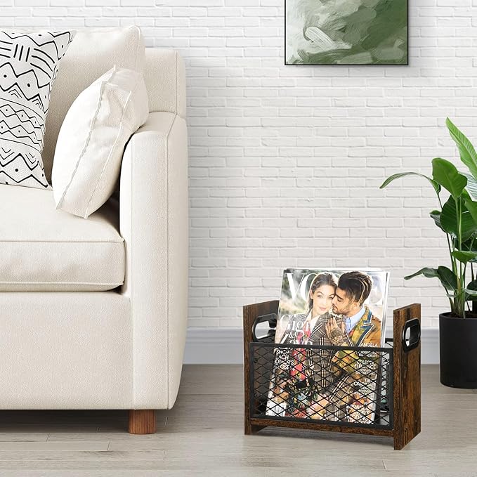 YINMIT Magazine Holder, Magazine Rack for Desktop and Home Office, Farmhouse File Storage Basket for Letters, Magazines, Books, Newspapers (Small)-DeskLoop Office