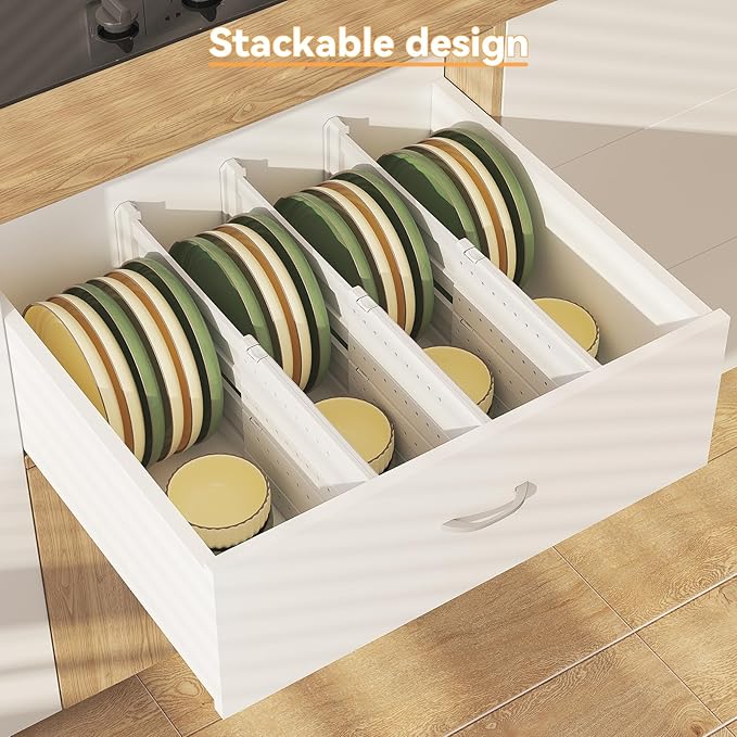 REBECAT 10 Pack Drawer Dividers for Clothes Adjustable Drawer Dividers 4" High Expandable from 11"-17" for Dresser Baby Clothes Bathroom Bedroom Kitchen and Office Storage,White-DeskLoop Office