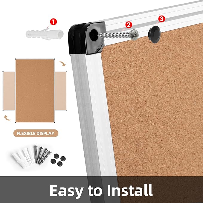 Board2by Extra Large Cork Bulletin Board 72" X 48", Silver Aluminum Framed 6'x4' Corkboard for Wall, Wall Mounted Notice Pin Board with 18 Push Pins for School, Home & Office-DeskLoop Office