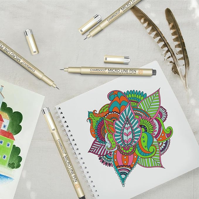 01 Micro Pen, Fine Point Pen with 36 Colors, Waterproof Archival Ink, 0.25mm Fineliner Ink Pens for Artist Illustration, Sketching, Anime, Manga, Technical Drawing and Scrapbooking-DeskLoop Office