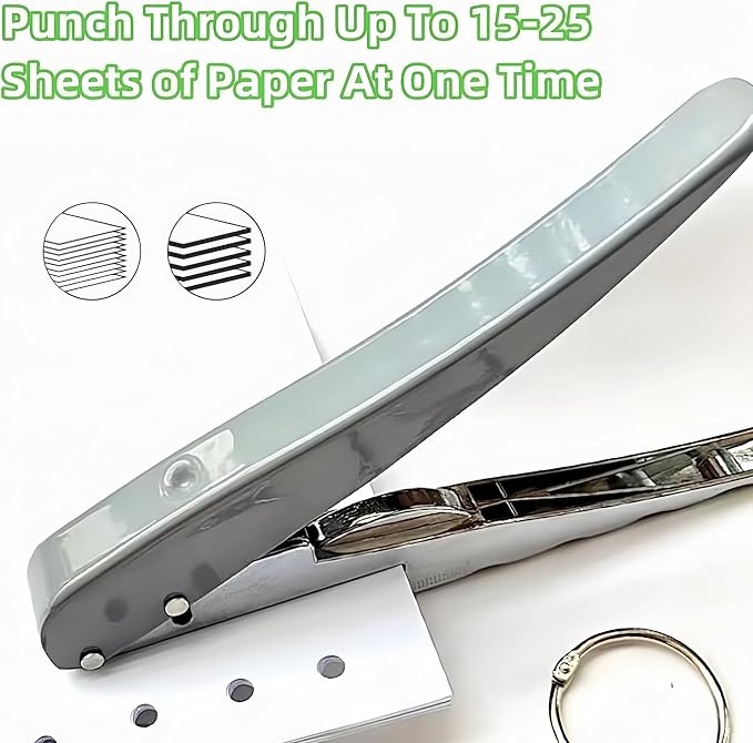 Hole Punch, Heavy Duty Hole Puncher Single Handheld Paper Puncher Small Hole Puncher Paper Punch One Hole Punch for Crafts Cards Paper Tags Scrapbook-5/16 inch (8mm)