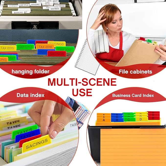 Gueevin 2 Inch Insertable Self Adhesive Tabs with Printable Inserts Clear Index Tabs Self Adhesive Colored Page Marker Repositionable Tag for Bible Divider Notebook File Folder Book Binder(100 Pieces)-DeskLoop Office