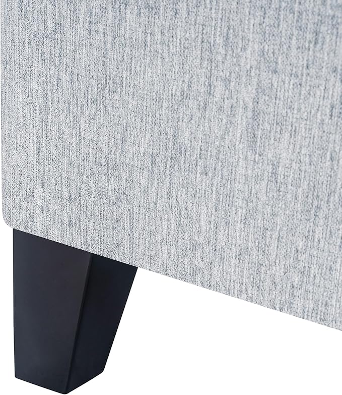 Adeco 18 Inch High Cube Ottoman Storage, Linen Chair Foot Stools, Upholstered Vanity Stool with Hinged Lid, Solid Wood Legs-DeskLoop Office