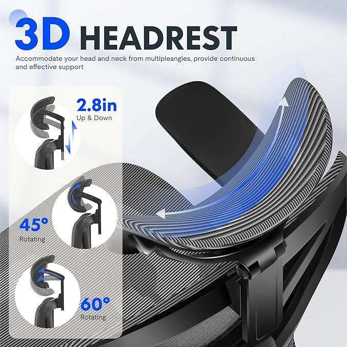 FLEXISPOT ErgoX Premium Ergonomic Office Chair with Footrest- Adjustable 3D Armrests, Dynamic Lumbar Support, Recline & Tilt Function, Mesh Seat, for Home & Office Use,Dark Grey-DeskLoop Office