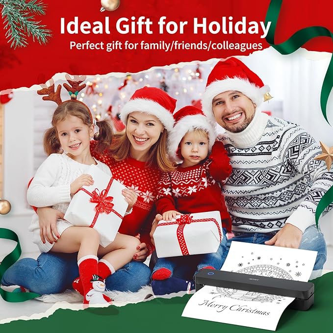 iDPRT Portable Printer Wireless for Travel, Inkless Bluetooth Thermal Printers for Home,Office,Vehicles203DPI,Supports 8.5" x 11" US Letter&A4 A5 Size,Compatible with Android and iOS Phones&PC-DeskLoop Office