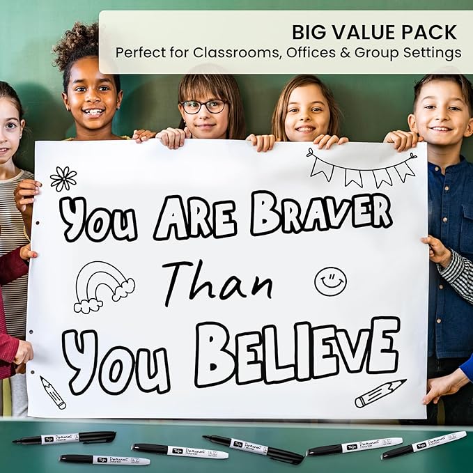 Permanent Markers Fine Tip, 30 Pack Black Quick-Drying and Fade-Resistant Permanent Markers Bulk Set for Writing and Drawing on Wood, Plastic, Metal, Glass, Stone, Ideal for Office School Supplies-DeskLoop Office