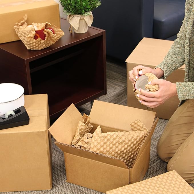 Elementree Paper Bubble Wrap Sheets for Packing, Moving, & Shipping - 12" x 12" x 250' - Eco-Friendly Kraft Bubble Paper - Recyclable Cushioning Wrap - Made in the USA (01913)-DeskLoop Office