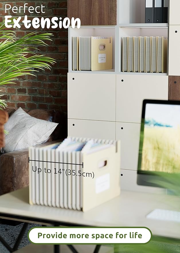 Accordion File Organizer, 12 Pockets Wheat Straw Expanding File Folders, Upright&Open Top, Monthly Bill Receipt Organizer, 100% BPA Free, Return to Nature, Healthy Living, Letter/A4 Size-Wheat Yellow-DeskLoop Office