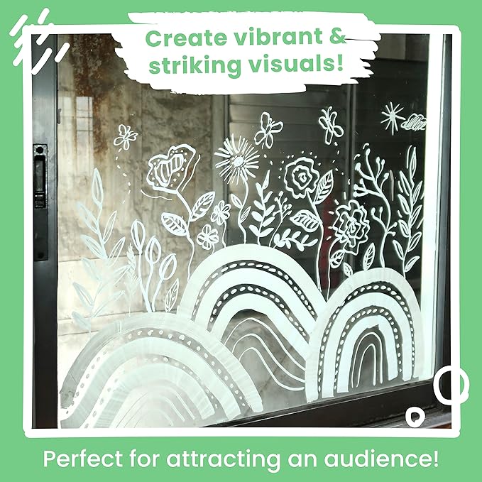 White Jumbo Chalk Markers - 15mm Window Markers | Pack of 4 White Pens - Use on Cars, Chalkboard, Whiteboard, Blackboard, Glass, Bistro | Loved by Teachers, Artists, Businesses-DeskLoop Office