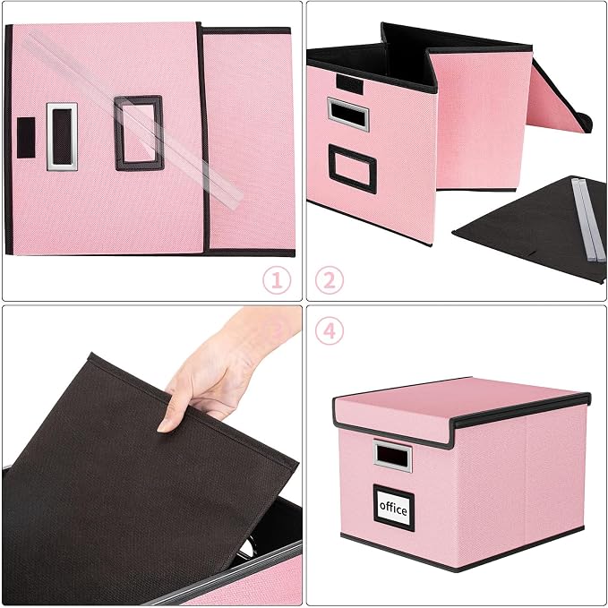 File Organizer Box with Lid, Collapsible File Folder Organizer - Image 7