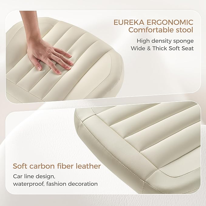 EUREKA ERGONOMIC Multi-Use Foot Stool, Height Adjustable Footrest Stool with Wheels, 360°Swivel Leg Rest Rolling Chair, Rest Ottoman Under Desk for Home Office,Beige-DeskLoop Office