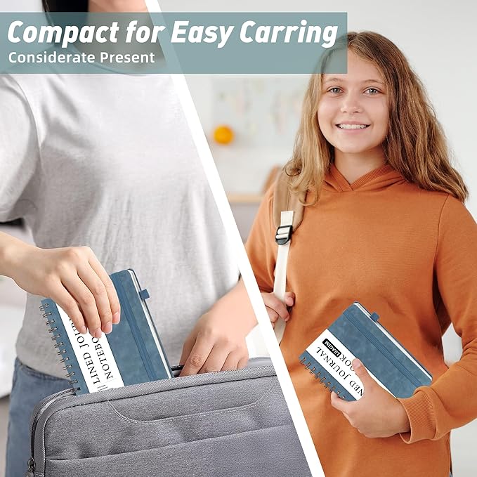 Lined Spiral Journal Notebook for Women & Men, College Ruled Hardcover Notebook for Work & Note Taking, Journals for Writing, 100 GSM, Business, School, 140 Pages, A5(5.8"x8.5") - Green-DeskLoop Office