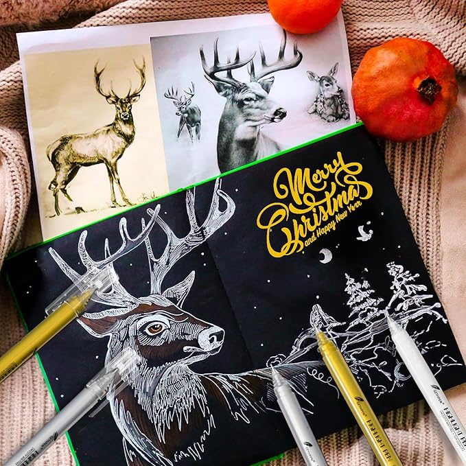 0.6mm Fine Point Silver Gel Pens, 3-Pack for Artists Drawing on Black Paper, Sketching, Adult Coloring Books & Modern Crafts-DeskLoop Office