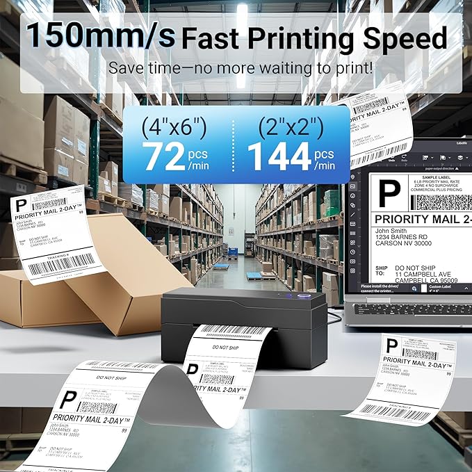 Bluetooth Thermal Shipping Label Printer – Wireless 4x6 Shipping Label Printer for Small Business & Shipping Packages, Support Android, iPhone and Windows, Widely Used for Amazon, Ebay, Shopify, Etsy-DeskLoop Office