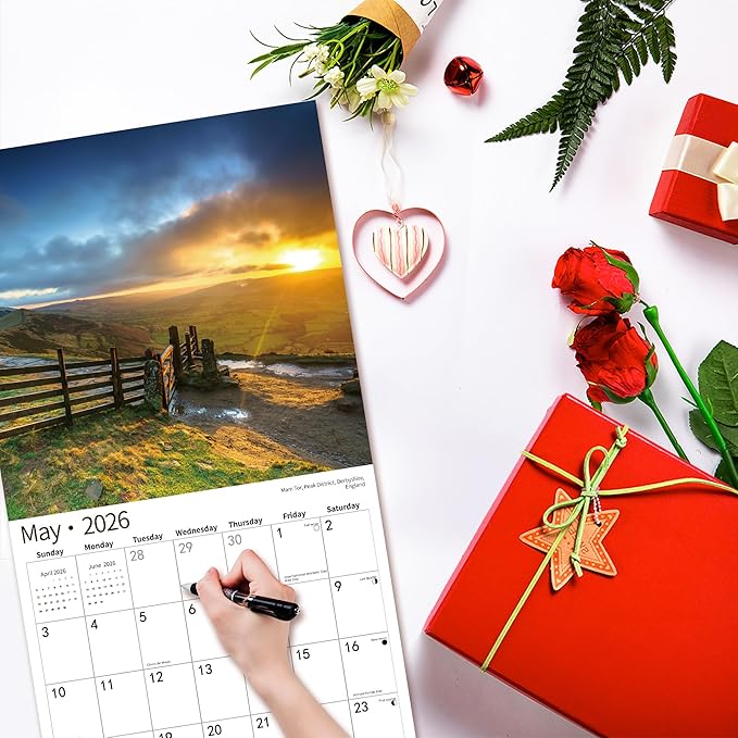 2026 Wall Calendar,Calendar 2026, July 2025 - December 2026, Wall Calendar Sunset, 12" x 24" Opened,Full Page Months Thick & Sturdy Paper for Calendar Organizing & Planning-DeskLoop Office