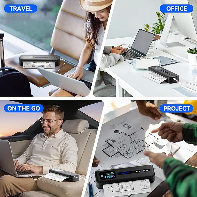 Phomemo Upgraded Portable Printer with Touchscreen, M832D Bluetooth Wireless Thermal Inkless Printer, Supports 8.5"x11" US Letter & A4, Compatible with iOS, Android, PC for Travel, Black-DeskLoop Office