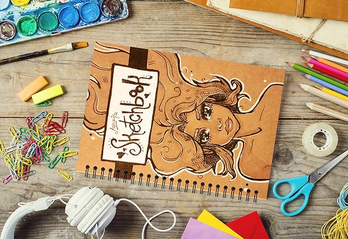 6 Pcs A5 Spiral Notebooks Journal with Kraft Cover, 5x8 Inches, Ruled Lined Paper, for Work, Sketches, Study, Notes Taking, Gifts, Brown (6 PCS(Lined))-DeskLoop Office