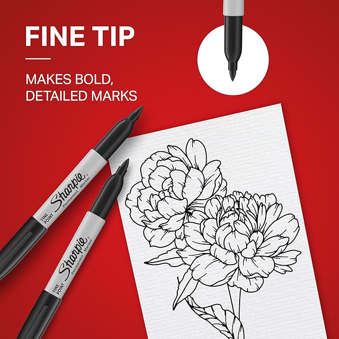 Sharpie Permanent Markers, Fine Point, Black, 40 Count-DeskLoop Office