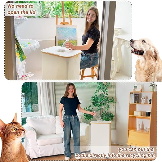 Recycling Bin for Kitchen, Indoor Home Recycle Bins with Wheel, 29 Gallons Large Recycling bin with 2 Removeable Reusable Inner Bags, for Bottles Cans Glass Plastice Cartons(Beige)-DeskLoop Office